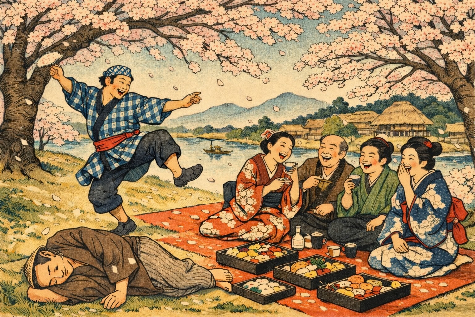 浮世絵のお花見